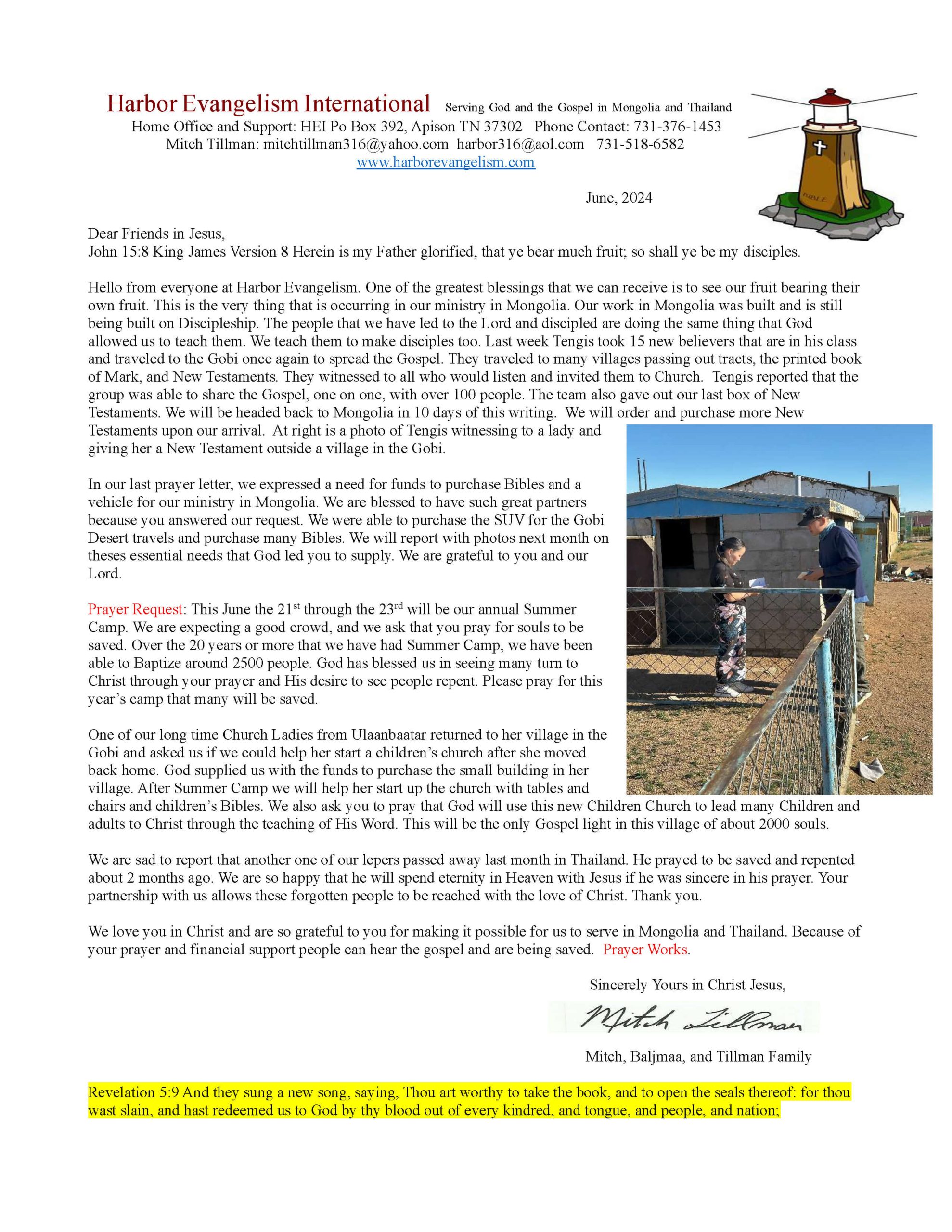 June 2024 Prayer Letters