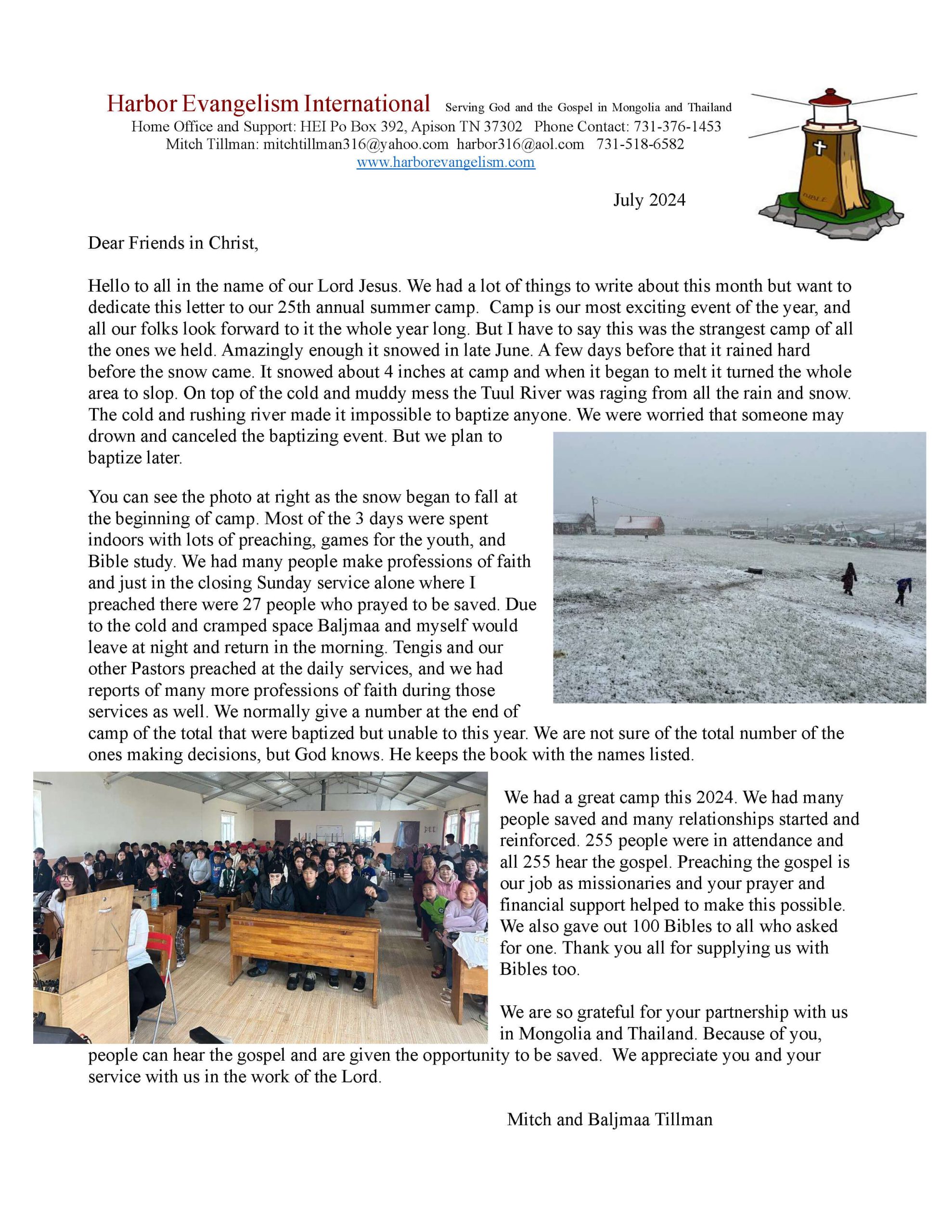 July 2024 Prayer Letters